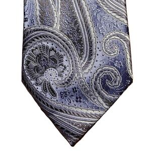 Resilio Blue Paisley Pattern 100 Percent Silk Mens Tie‎ 57"x4" Preppy, Formal